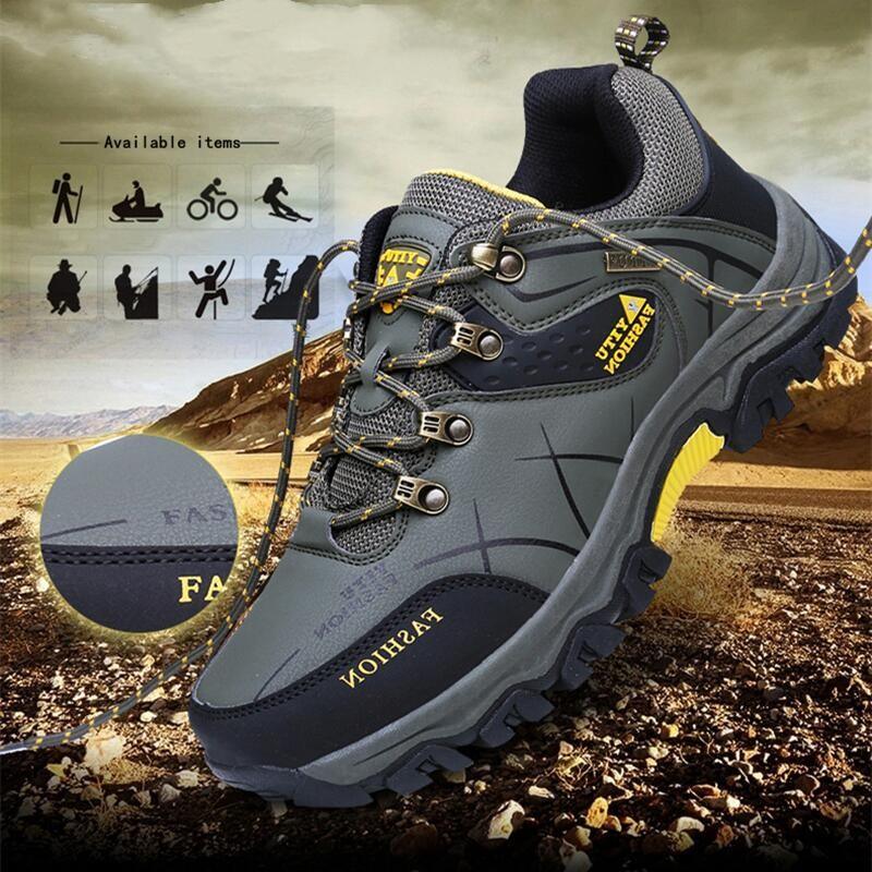 Bottes d'hiver pour hommes imperméables en cuir, très chaudes, pour le sport, la randonnée en extérieur, le travail, les voyages, le trail, l'escalade, avec lacets, antidérapantes, imperméables et résistantes pour l'extérieur