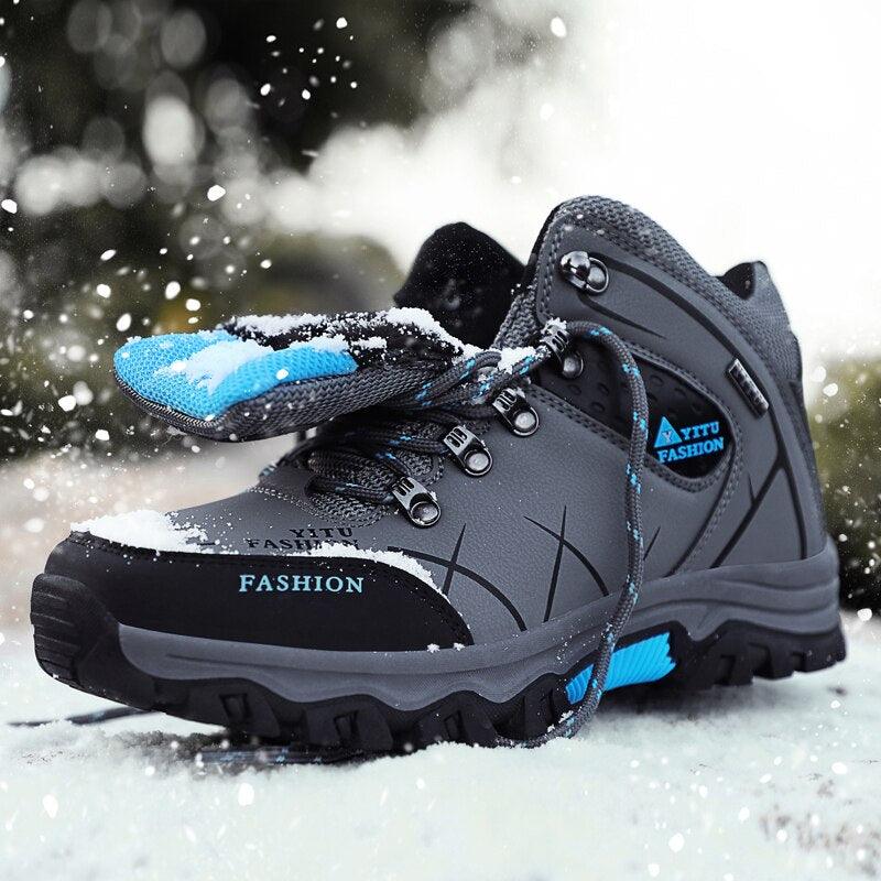 Bottes d'hiver pour hommes imperméables en cuir, très chaudes, pour le sport, la randonnée en extérieur, le travail, les voyages, le trail, l'escalade, avec lacets, antidérapantes, imperméables et résistantes pour l'extérieur
