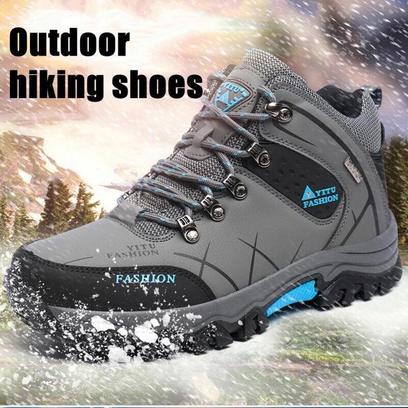Bottes d'hiver pour hommes imperméables en cuir, très chaudes, pour le sport, la randonnée en extérieur, le travail, les voyages, le trail, l'escalade, avec lacets, antidérapantes, imperméables et résistantes pour l'extérieur