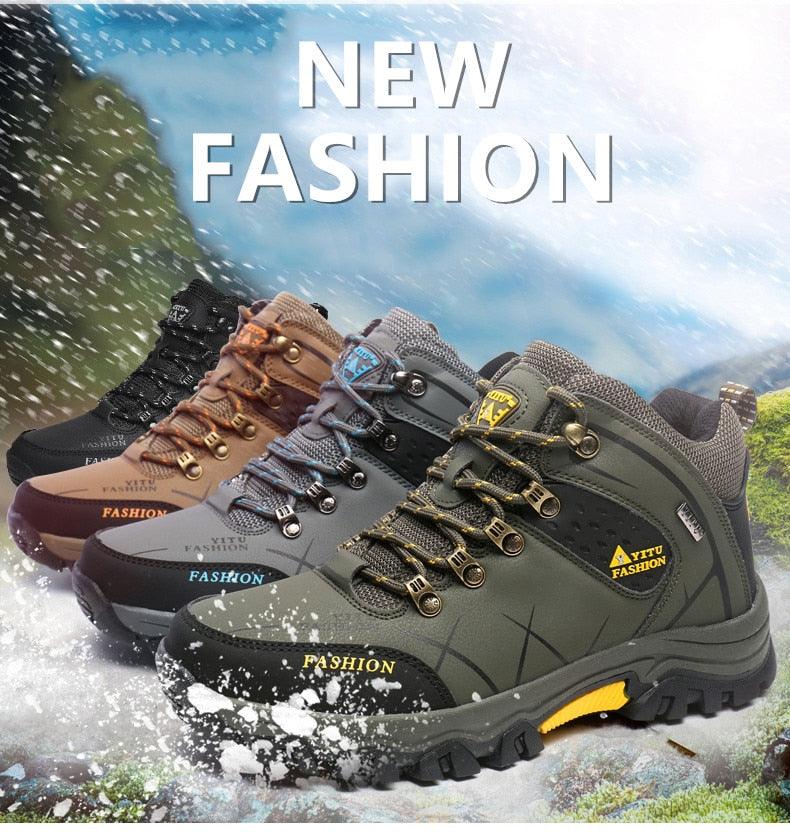 Bottes d'hiver pour hommes imperméables en cuir, très chaudes, pour le sport, la randonnée en extérieur, le travail, les voyages, le trail, l'escalade, avec lacets, antidérapantes, imperméables et résistantes pour l'extérieur