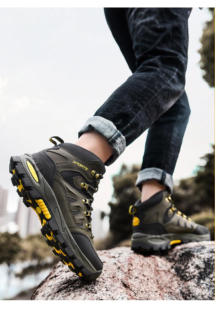 Bottes montantes homme femme, chaussures décontractées, bottes de randonnée d'extérieur respirantes, bottes de randonnée antidérapantes, résistantes à l'usure, avec ombrage, chaussures en cuir respirantes et antidérapantes