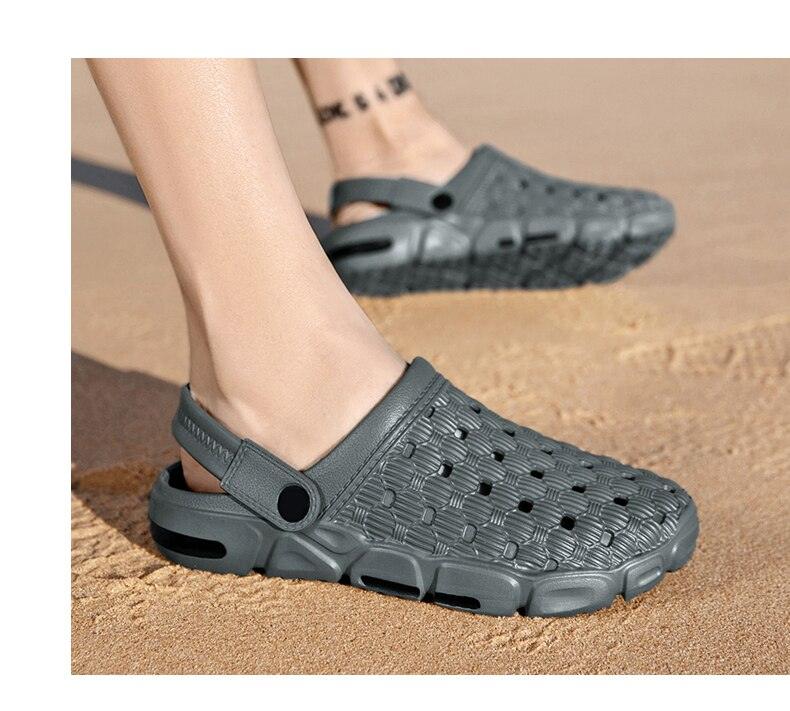 Hommes Chaussures d'été à trous Caoutchouc Plastique Unisexe Chaussures de jardin Chaussures de plage plates Sandales pour hommes Chaussons d'extérieur Intérieur Sandales légères Sabots de jardin Chaussures de randonnée Chaussures d'eau et de plage