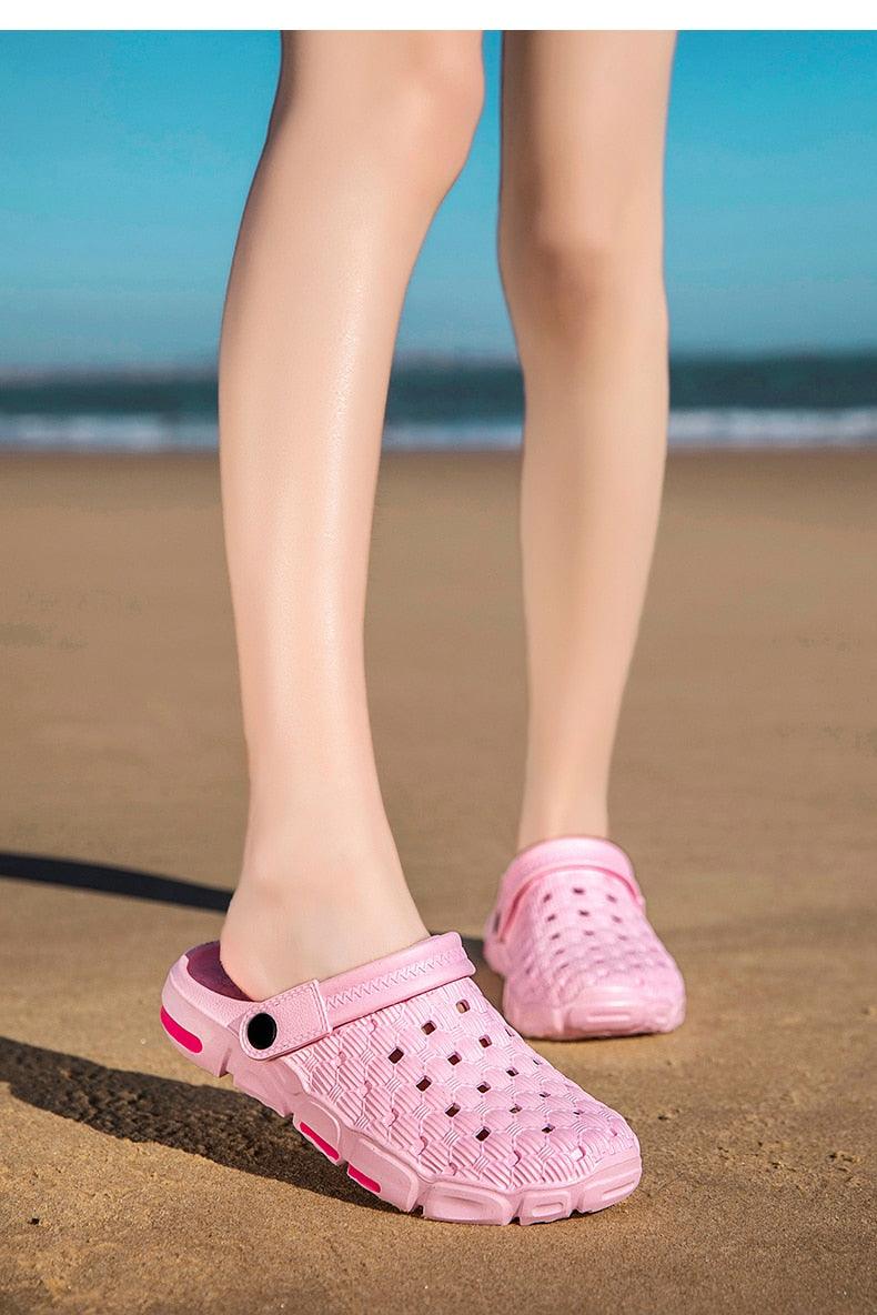 Hommes Chaussures d'été à trous Caoutchouc Plastique Unisexe Chaussures de jardin Chaussures de plage plates Sandales pour hommes Chaussons d'extérieur Intérieur Sandales légères Sabots de jardin Chaussures de randonnée Chaussures d'eau et de plage