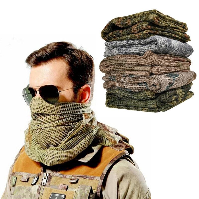 Homme Tactique Militaire Keffieh Filet Maille Cou Écharpe Shemagh Foulard Visage Bandana Tenue Bandeau Noir Moto Cagoule Hiver Sport Pêche Polaire Cache-Cou Coupe-Vent Anti-Poussière Masque Visage Écharpe Homme Chasse Ski Randonnée