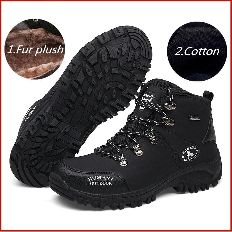 Bottes de Randonnée Étanche Respirantes pour Hommes, Bottes Tactiques de Combat, Nouvelles Chaussures d'Escalade d'Extérieur, Bottes d'Hiver Antidérapantes Doublées de Fourrure, Chaussures de Marche en Cuir pour Hommes
