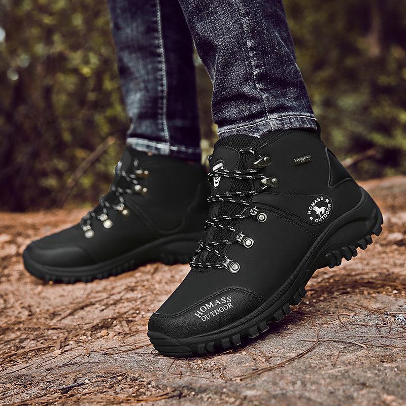 Bottes de Randonnée Étanche Respirantes pour Hommes, Bottes Tactiques de Combat, Nouvelles Chaussures d'Escalade d'Extérieur, Bottes d'Hiver Antidérapantes Doublées de Fourrure, Chaussures de Marche en Cuir pour Hommes