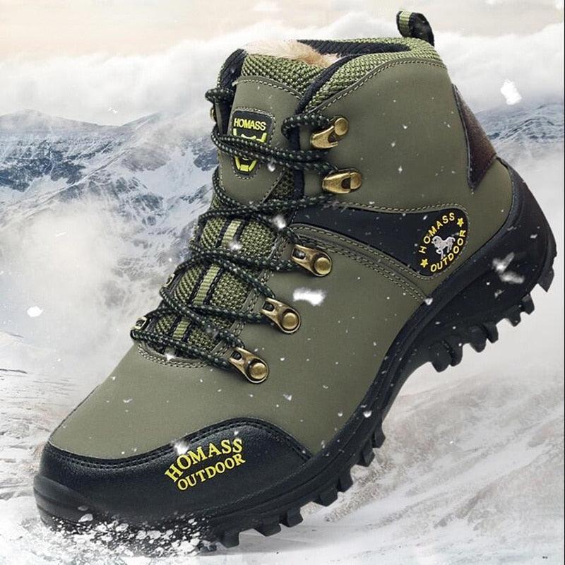 Bottes de Randonnée Étanche Respirantes pour Hommes, Bottes Tactiques de Combat, Nouvelles Chaussures d'Escalade d'Extérieur, Bottes d'Hiver Antidérapantes Doublées de Fourrure, Chaussures de Marche en Cuir pour Hommes