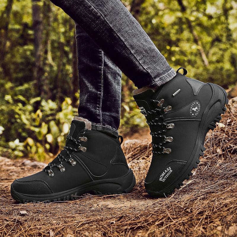 Bottes de Randonnée Étanche Respirantes pour Hommes, Bottes Tactiques de Combat, Nouvelles Chaussures d'Escalade d'Extérieur, Bottes d'Hiver Antidérapantes Doublées de Fourrure, Chaussures de Marche en Cuir pour Hommes