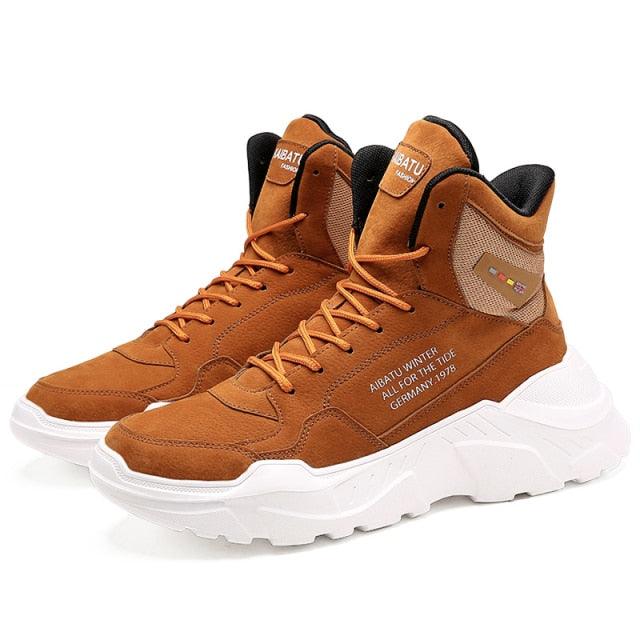 Chaussures montantes modernes chaudes d'hiver et d'automne pour hommes, semelle en caoutchouc, chaussures de sport de course, maille respirante de haute qualité, chaussures de marche et de jogging antidérapantes pour hommes, baskets athlétiques.