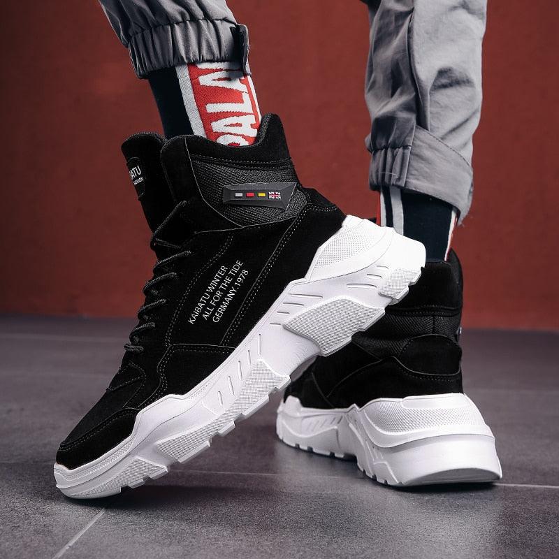Chaussures montantes modernes chaudes d'hiver et d'automne pour hommes, semelle en caoutchouc, chaussures de sport de course, maille respirante de haute qualité, chaussures de marche et de jogging antidérapantes pour hommes, baskets athlétiques.