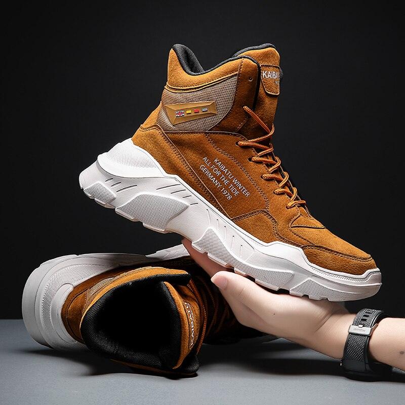 Chaussures montantes modernes chaudes d'hiver et d'automne pour hommes, semelle en caoutchouc, chaussures de sport de course, maille respirante de haute qualité, chaussures de marche et de jogging antidérapantes pour hommes, baskets athlétiques.