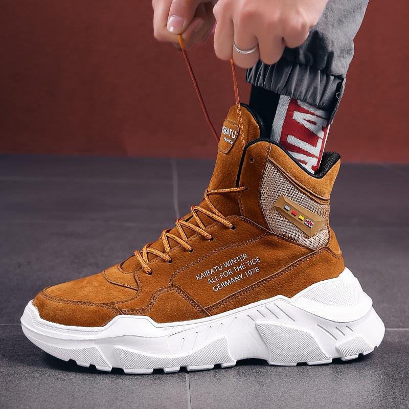 Chaussures montantes modernes chaudes d'hiver et d'automne pour hommes, semelle en caoutchouc, chaussures de sport de course, maille respirante de haute qualité, chaussures de marche et de jogging antidérapantes pour hommes, baskets athlétiques.