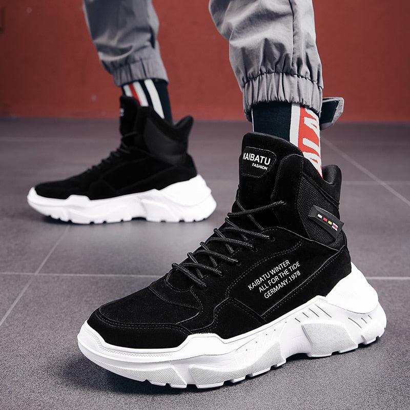Chaussures montantes modernes chaudes d'hiver et d'automne pour hommes, semelle en caoutchouc, chaussures de sport de course, maille respirante de haute qualité, chaussures de marche et de jogging antidérapantes pour hommes, baskets athlétiques.