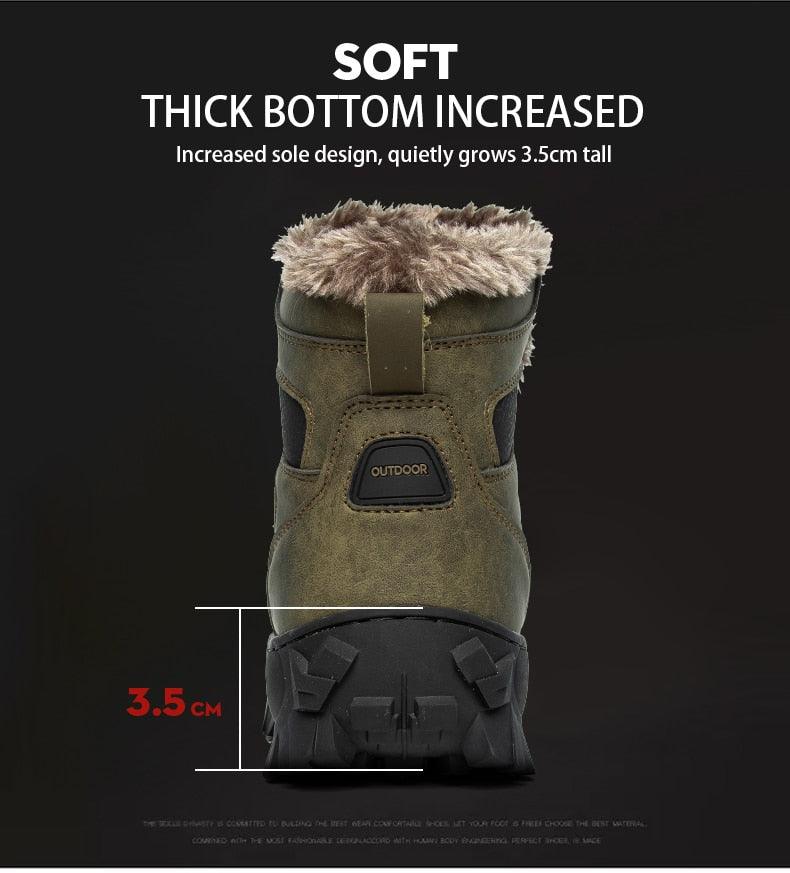 Bottes d'hiver pour hommes, imperméables en cuir, de haute qualité, pour l entraînement, antidérapantes, chaudes, imperméables, mi-mollet, pour la randonnée en extérieur, avec doublure entièrement fourrée.