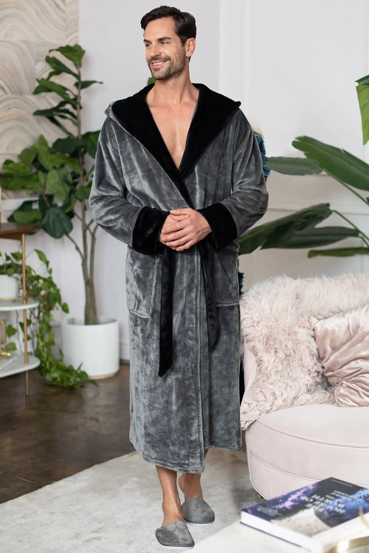 Robe de chambre pour homme à capuche – Confort douillet ultra-doux pour le quotidien