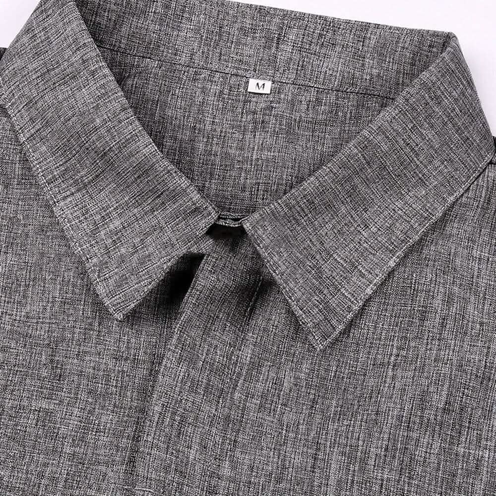 Chemise boutonnée à manches courtes et revers unis pour homme