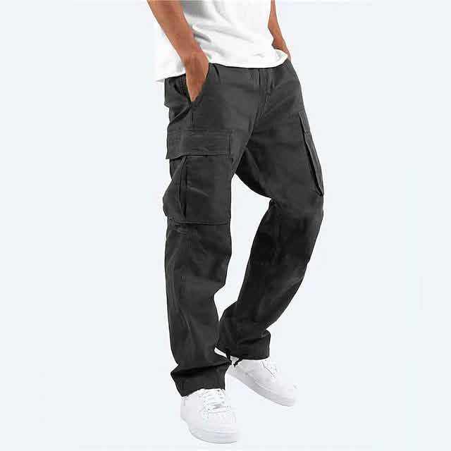 Pantalon Cargo Homme Cordon de Serrage Taille Élastique Multi-Poches