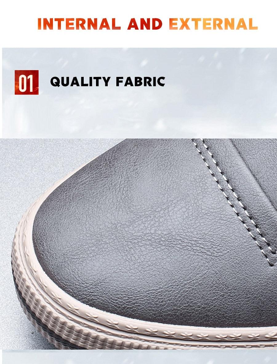 Bottes décontractées d'hiver chaudes pour homme, bottes de neige tendance, chaussures d'extérieur, baskets noires, chaussures de travail d'extérieur en cuir doublées chaudes antidérapantes pour homme