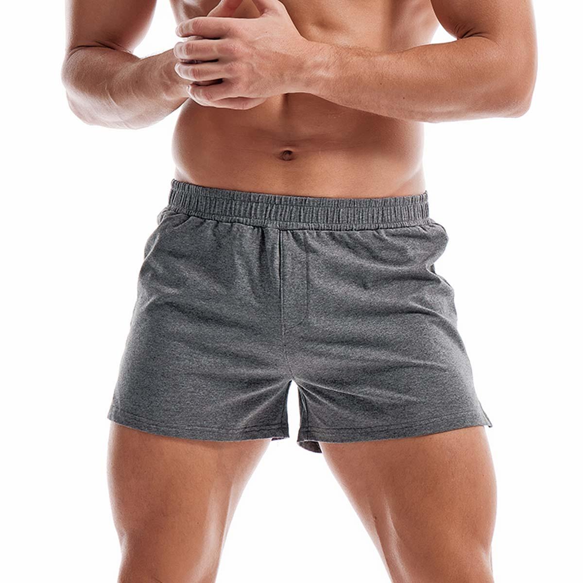 Short de pyjama en coton pour homme, taille élastique, respirant, de couleur unie, caleçon de jogging, yoga, sport, musculation, entraînement, léger, décontracté, pour dormir.