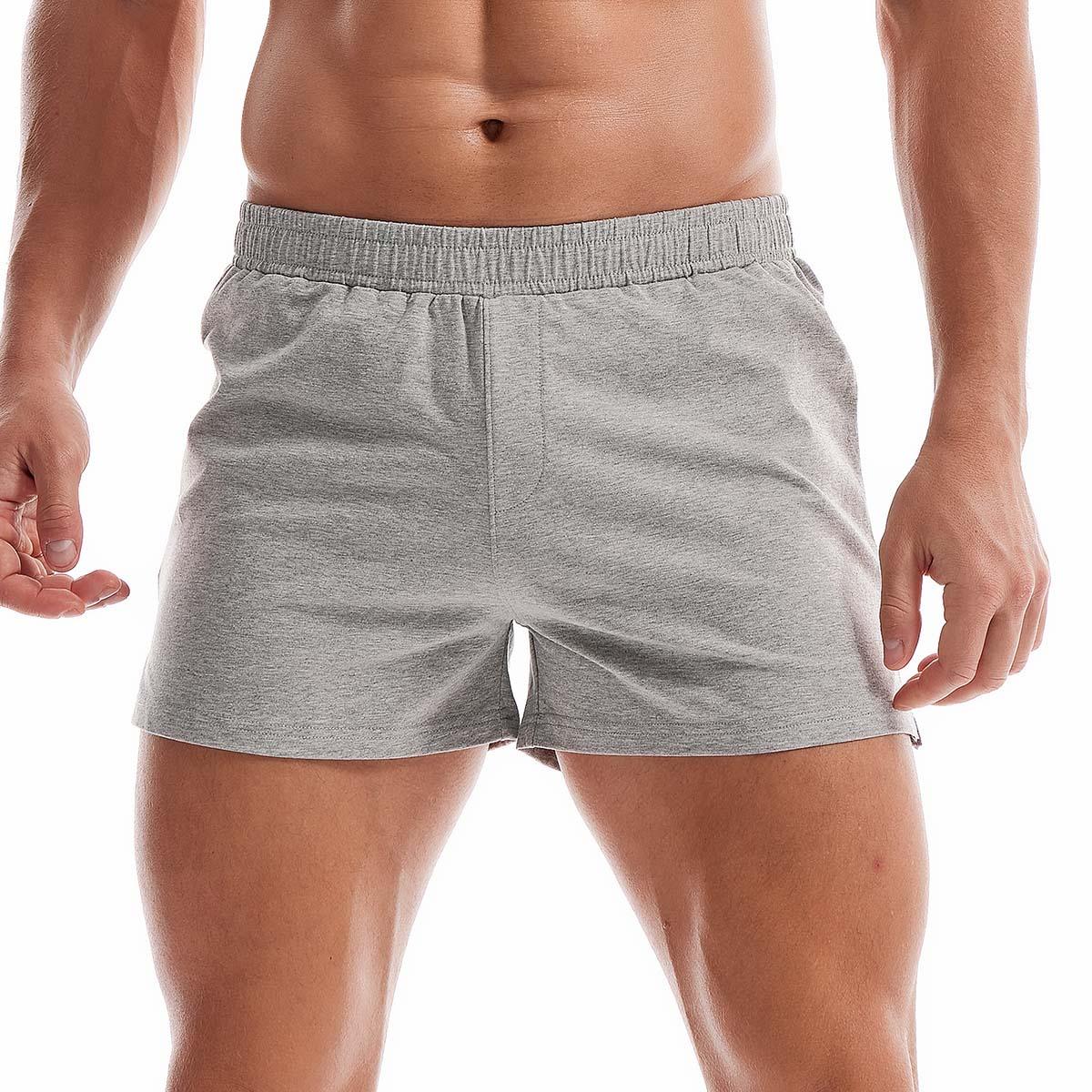 Short de pyjama en coton pour homme, taille élastique, respirant, de couleur unie, caleçon de jogging, yoga, sport, musculation, entraînement, léger, décontracté, pour dormir.