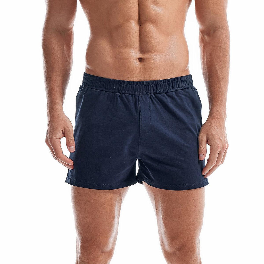 Short de pyjama en coton pour homme, taille élastique, respirant, de couleur unie, caleçon de jogging, yoga, sport, musculation, entraînement, léger, décontracté, pour dormir.