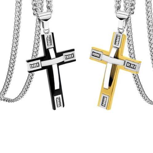 Colliers Croix pour Hommes en Acier Inoxydable