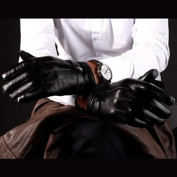 Gants tactiles homme en similicuir - Noir