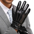 Gants tactiles homme en similicuir - Noir