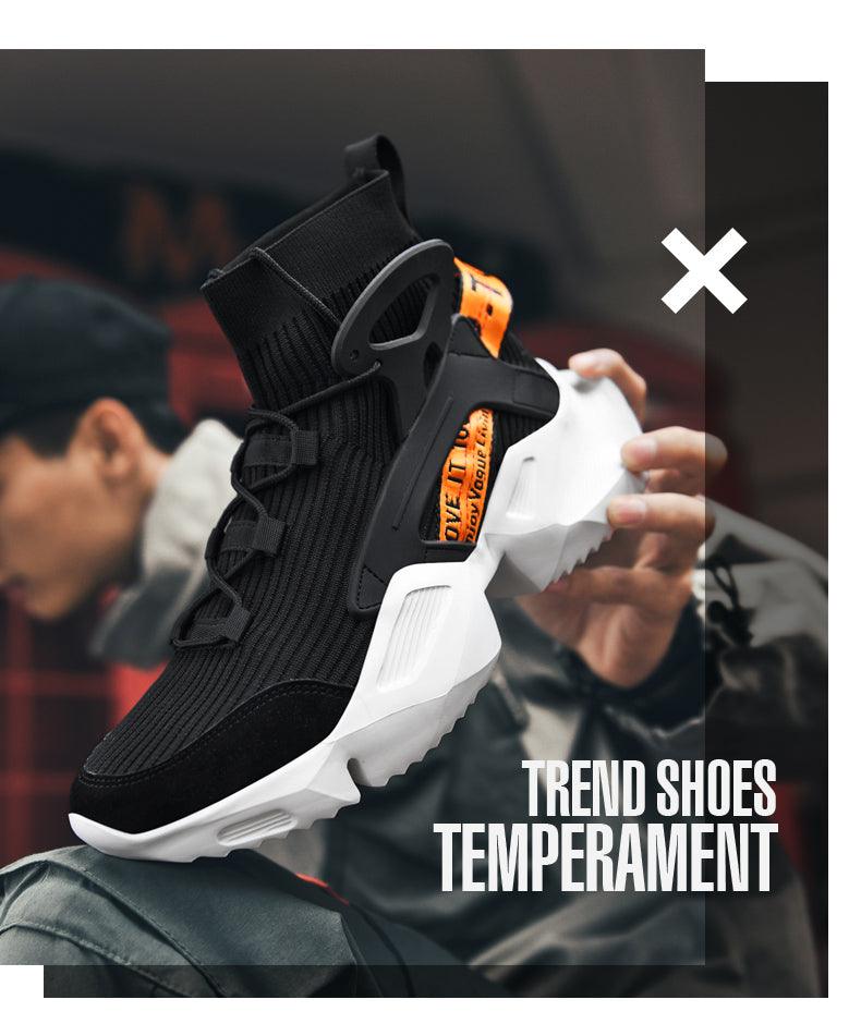 Chaussettes montantes homme baskets mode tendance confortables chaussures décontractées d'extérieur antidérapantes respirantes baskets de marche et de jogging en mesh de haute qualité pour hommes, rehaussantes, décontractées, d'extérieur