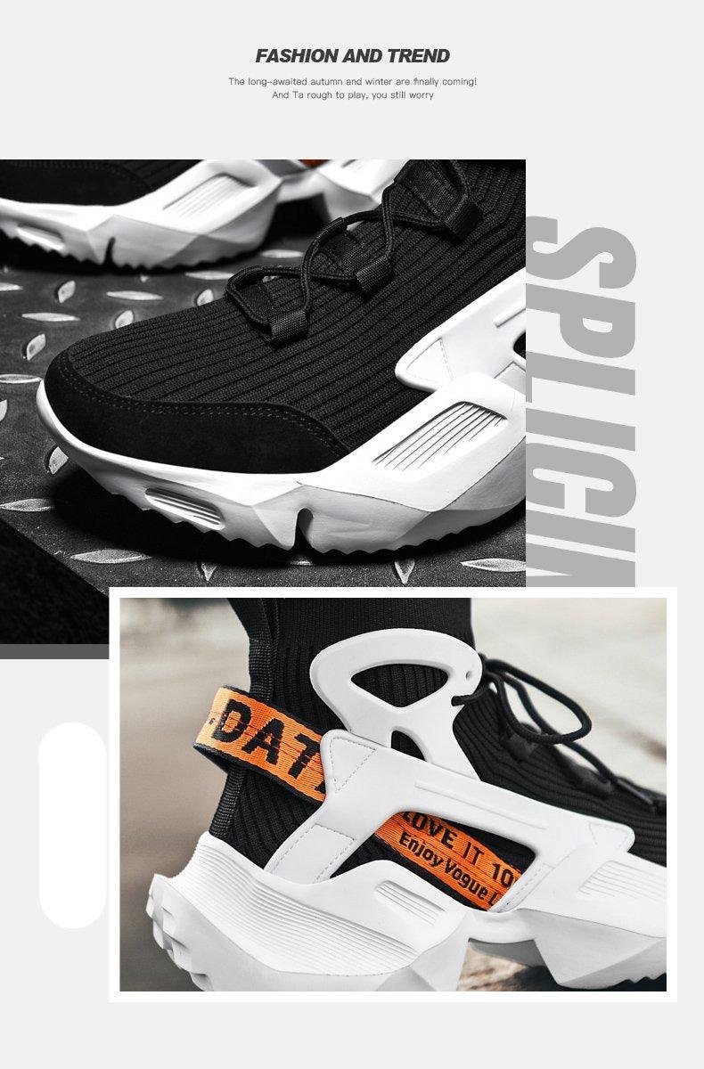 Chaussettes montantes homme baskets mode tendance confortables chaussures décontractées d'extérieur antidérapantes respirantes baskets de marche et de jogging en mesh de haute qualité pour hommes, rehaussantes, décontractées, d'extérieur
