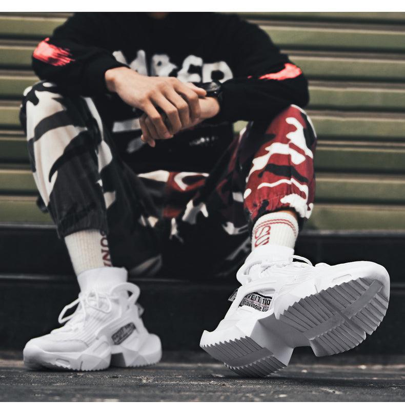 Chaussettes montantes homme baskets mode tendance confortables chaussures décontractées d'extérieur antidérapantes respirantes baskets de marche et de jogging en mesh de haute qualité pour hommes, rehaussantes, décontractées, d'extérieur