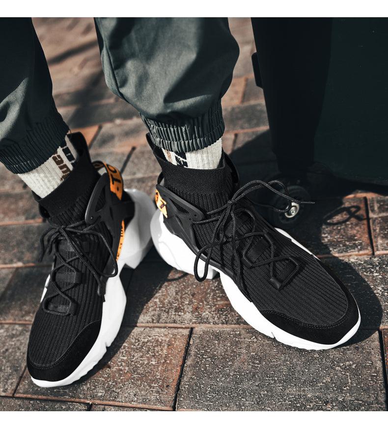 Chaussettes montantes homme baskets mode tendance confortables chaussures décontractées d'extérieur antidérapantes respirantes baskets de marche et de jogging en mesh de haute qualité pour hommes, rehaussantes, décontractées, d'extérieur