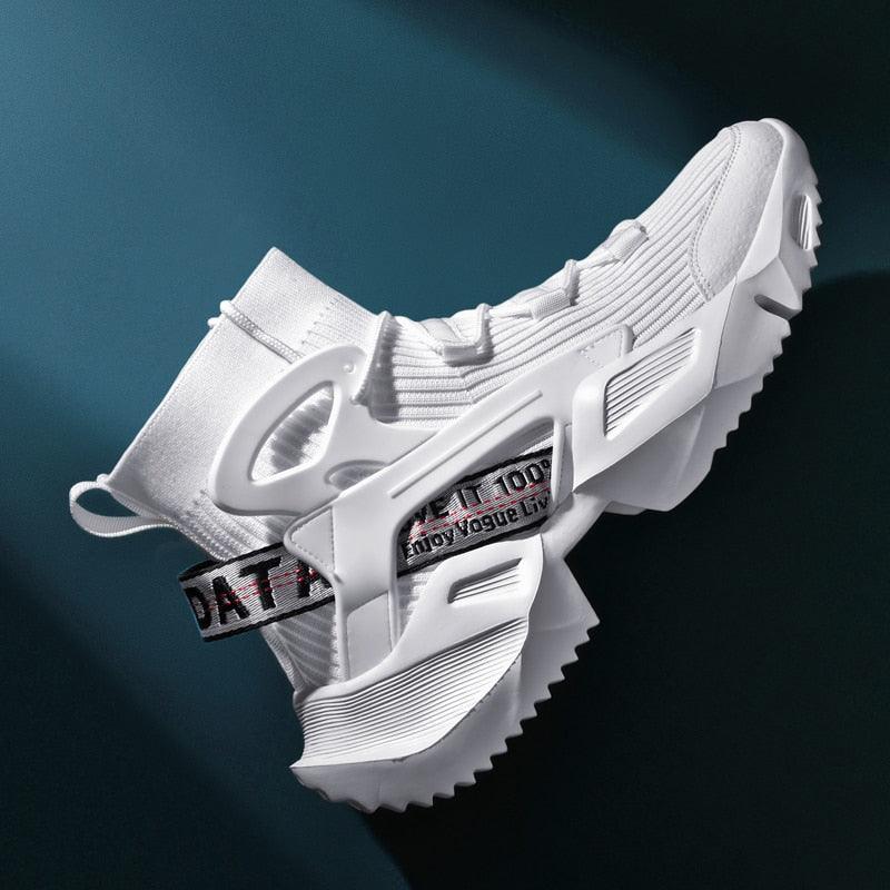 Chaussettes montantes homme baskets mode tendance confortables chaussures décontractées d'extérieur antidérapantes respirantes baskets de marche et de jogging en mesh de haute qualité pour hommes, rehaussantes, décontractées, d'extérieur