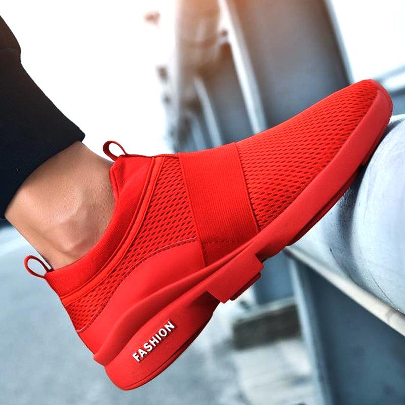 Baskets rouges plates pour hommes Chaussures de sport pour couple Baskets nouvelle mode Amoureux Décontracté Léger Jogging Respirant Chaussures de tennis de sport pour l'entraînement en extérieur et la marche
