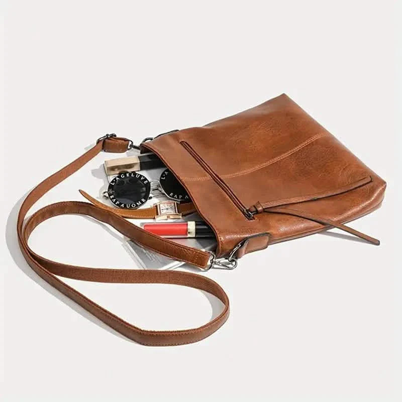 Sac à bandoulière rétro en cuir PU pour homme, sac décontracté simple et tendance avec sangle réglable