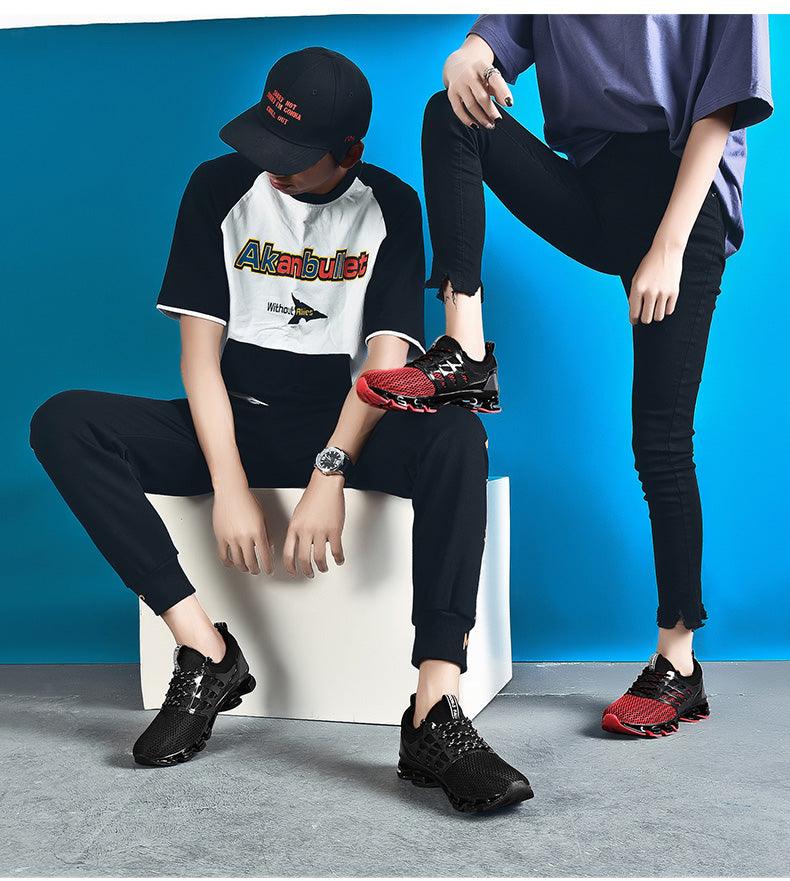 Baskets de course respirantes pour hommes, chaussures décontractées à la mode pour couple, chaussures de sport de course respirantes d'extérieur, baskets de sport amortissantes, chaussures de sport élégantes pour la marche et l'athlétisme