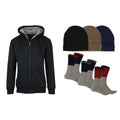 Coffret cadeau pour homme : sweat à capuche Sherpa, bonnet doublé polaire et chaussettes thermiques