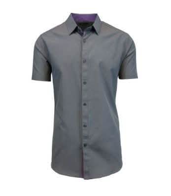 Chemise ajustée pour homme à manches courtes avec liseré contrastant - Tailles variées