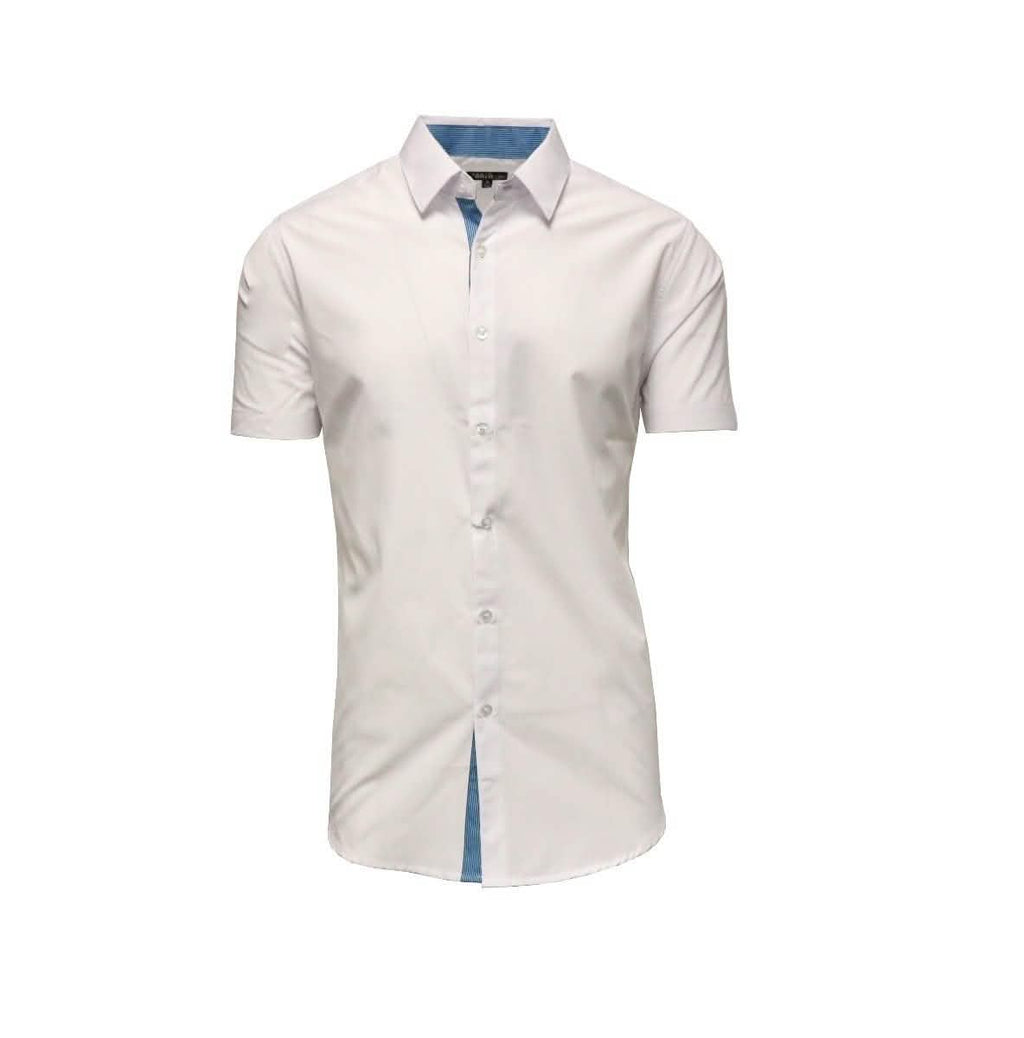 Chemise ajustée pour homme à manches courtes avec liseré contrastant - Tailles variées