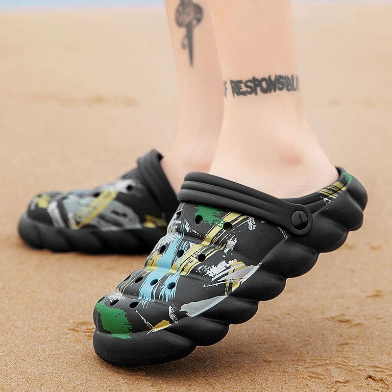 Pantoufles homme été Tongs Sandales Fitness Mode Sabots de jardin Mules classiques Semelle en caoutchouc antidérapante à enfiler Sabots d'été homme