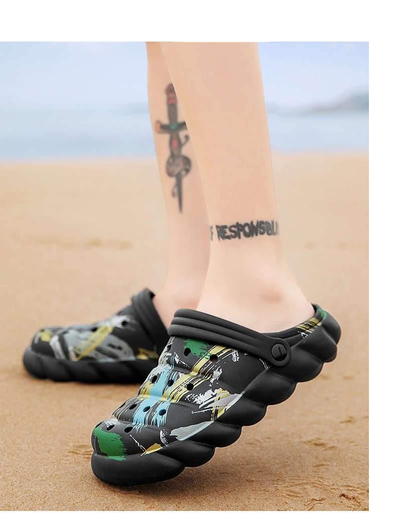 Pantoufles homme été Tongs Sandales Fitness Mode Sabots de jardin Mules classiques Semelle en caoutchouc antidérapante à enfiler Sabots d'été homme
