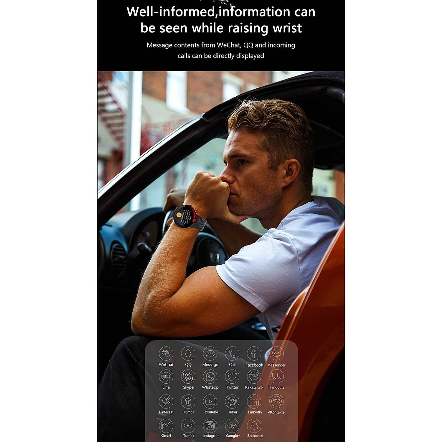 Montres connectées pour hommes avec suivi d'activité et moniteur de fréquence cardiaque