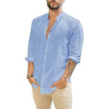 T-shirt en lin et coton à manches longues décontracté d'été pour homme