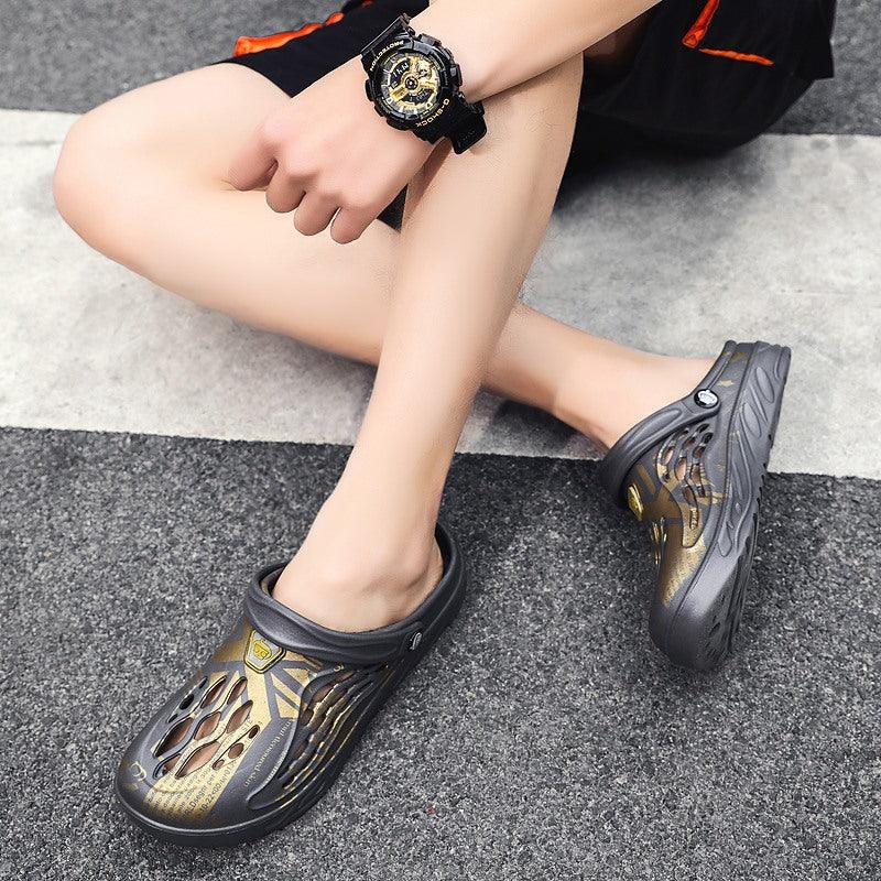 Chaussures d'été pour hommes, sandales à trous, sandales creuses respirantes, tongs, claquettes de plage, sabots de jardin, sandales avec support de voûte plantaire, coussinées, sabots confortables unisexe pour le jardin