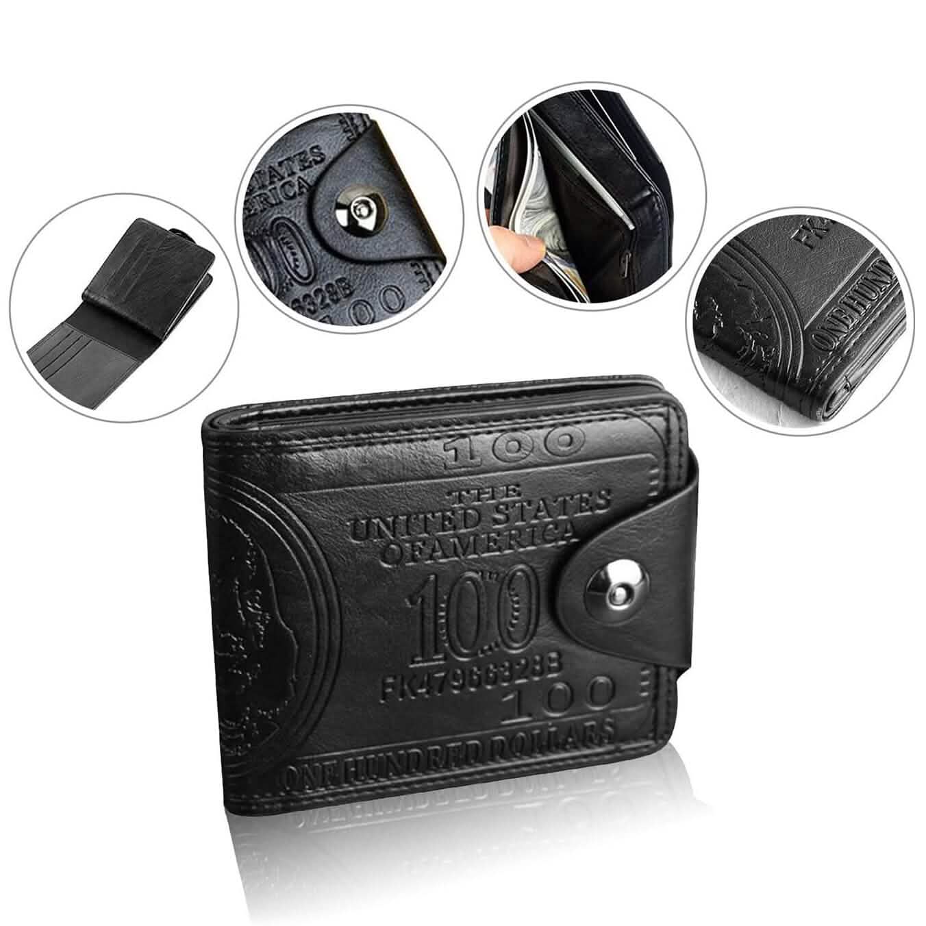Portefeuille pour homme en cuir, porte-billets, porte-cartes et porte-photo