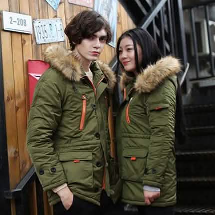 Parkas d'hiver à capuche en duvet pour hommes