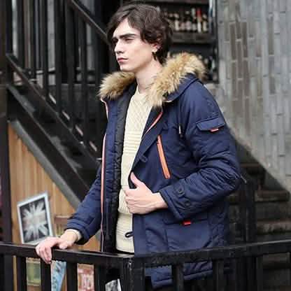 Parkas d'hiver à capuche en duvet pour hommes