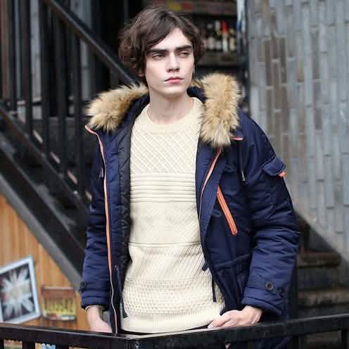 Parkas d'hiver à capuche en duvet pour hommes