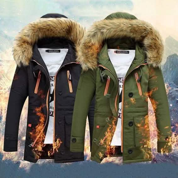Parkas d'hiver à capuche en duvet pour hommes