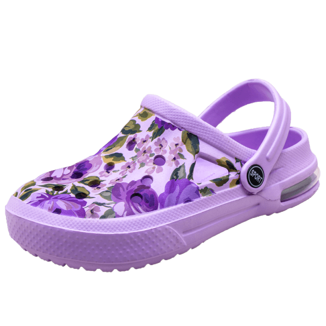 Sandales Homme Femme Chaussures à Trous Sabots en Caoutchouc Chaussures de Jardin pour Couple Imprimé Couleur Coussin d'Air Sandales de Plage Sabots de Jardin Unisexe Légers à Enfiler Sandales de Plage Homme Femme Chaussures Aquatiques